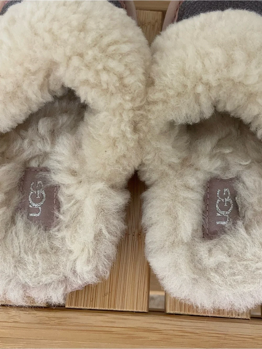 UGG Kids Sequin Shearling Clog - Cream with Rose and Silver Shine